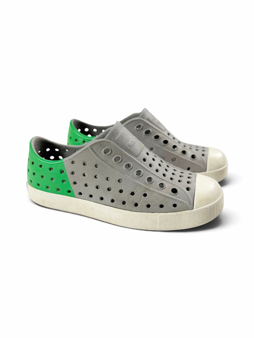 Native Shoes Jefferson Gray Green Slip-On Sneakers Kids Size 2 kid